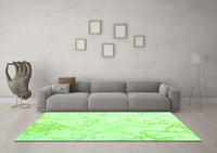 Machine Washable Abstract Green Contemporary Rug, wshcon2277grn