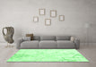 Machine Washable Abstract Emerald Green Contemporary Area Rugs in a Living Room,, wshcon2277emgrn