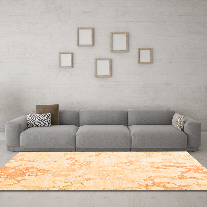 Machine Washable Abstract Orange Contemporary Area Rugs in a Living Room, wshcon2277org