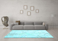 Machine Washable Abstract Light Blue Contemporary Rug, wshcon2277lblu