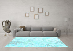 Machine Washable Abstract Light Blue Contemporary Rug in a Living Room, wshcon2277lblu