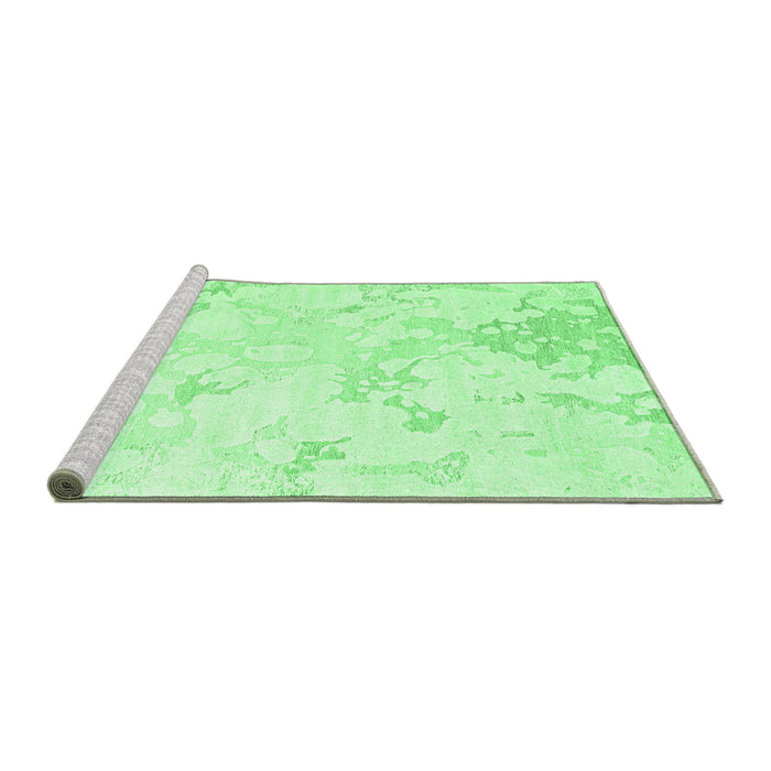 Sideview of Machine Washable Abstract Emerald Green Contemporary Area Rugs, wshcon2277emgrn