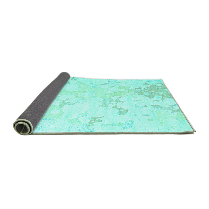 Sideview of Abstract Turquoise Contemporary Rug, con2277turq