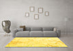 Machine Washable Abstract Yellow Contemporary Rug in a Living Room, wshcon2277yw