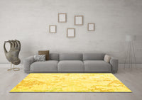 Machine Washable Abstract Yellow Contemporary Rug, wshcon2277yw