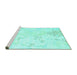 Sideview of Machine Washable Abstract Turquoise Contemporary Area Rugs, wshcon2277turq