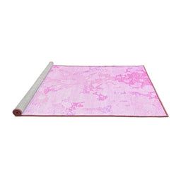 Sideview of Machine Washable Abstract Pink Contemporary Rug, wshcon2277pnk