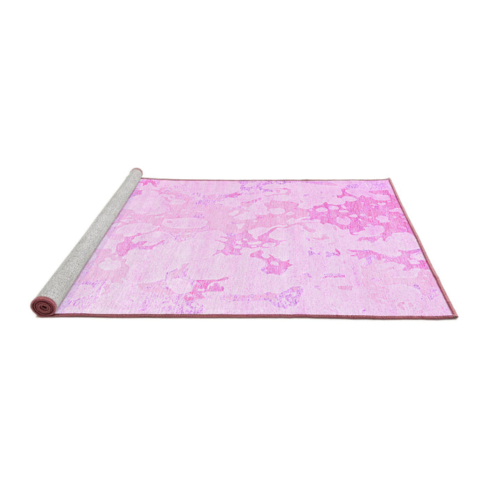Sideview of Machine Washable Abstract Pink Contemporary Rug, wshcon2277pnk