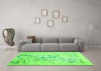 Machine Washable Abstract Green Contemporary Rug, wshcon2278grn