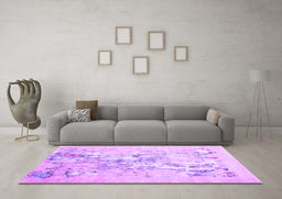 Machine Washable Abstract Purple Contemporary Area Rugs in a Living Room, wshcon2278pur