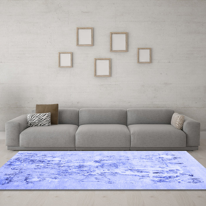 Machine Washable Abstract Blue Contemporary Rug in a Living Room, wshcon2278blu
