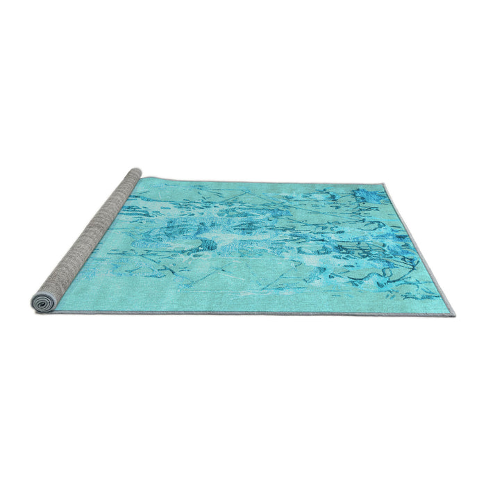 Sideview of Machine Washable Abstract Light Blue Contemporary Rug, wshcon2278lblu