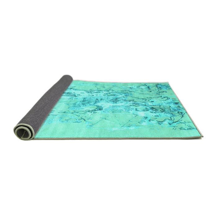 Sideview of Abstract Turquoise Contemporary Rug, con2278turq