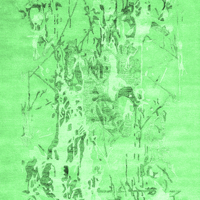 Machine Washable Abstract Emerald Green Contemporary Area Rugs, wshcon2278emgrn