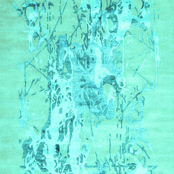 Machine Washable Abstract Turquoise Contemporary Area Rugs, wshcon2278turq