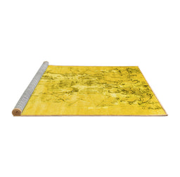 Sideview of Machine Washable Abstract Yellow Contemporary Rug, wshcon2278yw