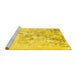 Sideview of Machine Washable Abstract Yellow Contemporary Rug, wshcon2278yw