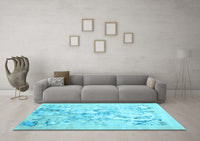 Machine Washable Abstract Light Blue Contemporary Rug, wshcon2278lblu