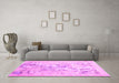 Machine Washable Abstract Pink Contemporary Rug in a Living Room, wshcon2278pnk