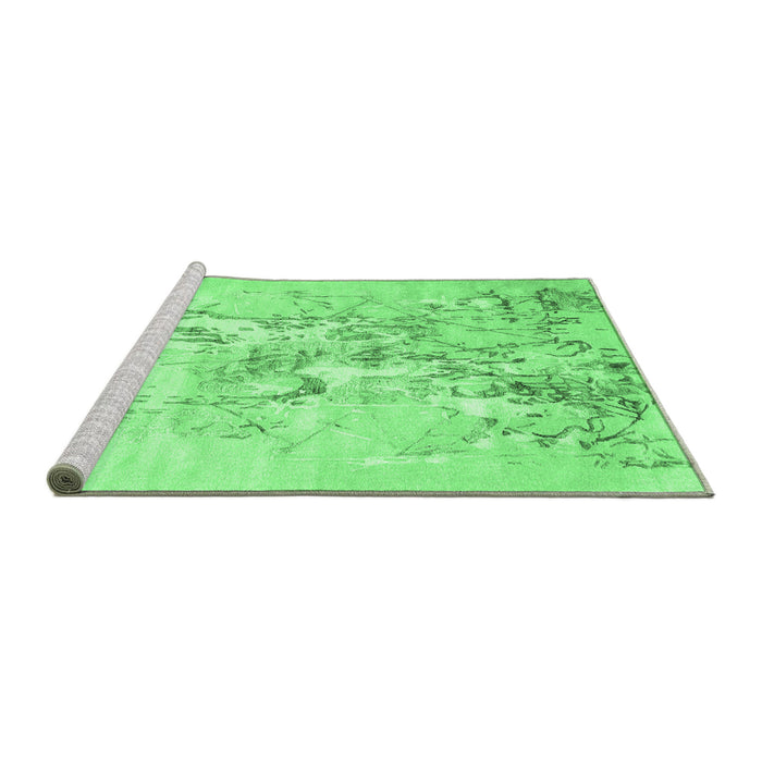 Sideview of Machine Washable Abstract Emerald Green Contemporary Area Rugs, wshcon2278emgrn