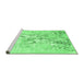 Sideview of Machine Washable Abstract Emerald Green Contemporary Area Rugs, wshcon2278emgrn