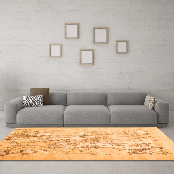 Machine Washable Abstract Orange Contemporary Area Rugs in a Living Room, wshcon2278org