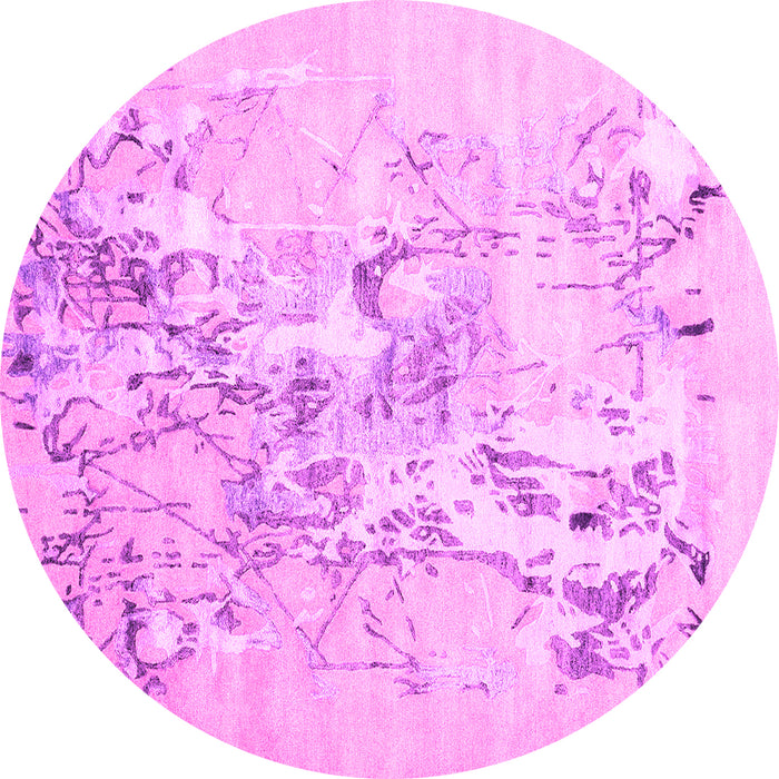 Round Abstract Pink Contemporary Rug, con2278pnk