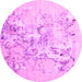 Round Abstract Pink Contemporary Rug, con2278pnk