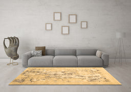 Machine Washable Abstract Brown Contemporary Rug in a Living Room,, wshcon2278brn