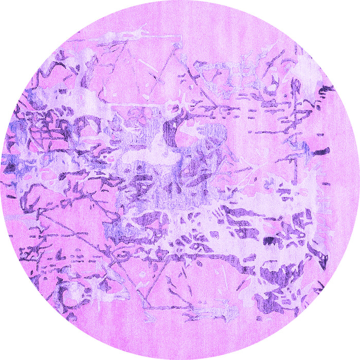 Round Abstract Purple Contemporary Rug, con2278pur