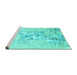 Sideview of Machine Washable Abstract Turquoise Contemporary Area Rugs, wshcon2278turq