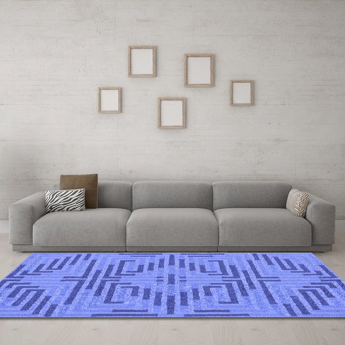 Machine Washable Abstract Blue Contemporary Rug in a Living Room, wshcon2279blu