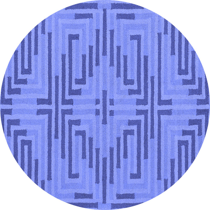 Round Machine Washable Abstract Blue Contemporary Rug, wshcon2279blu