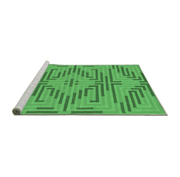 Sideview of Machine Washable Abstract Emerald Green Contemporary Area Rugs, wshcon2279emgrn