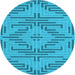 Round Abstract Light Blue Contemporary Rug, con2279lblu