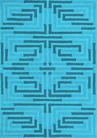 Abstract Light Blue Contemporary Rug, con2279lblu