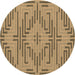 Round Abstract Brown Contemporary Rug, con2279brn