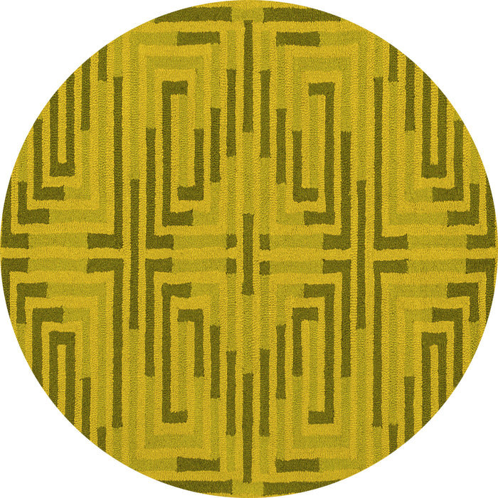 Round Abstract Yellow Contemporary Rug, con2279yw