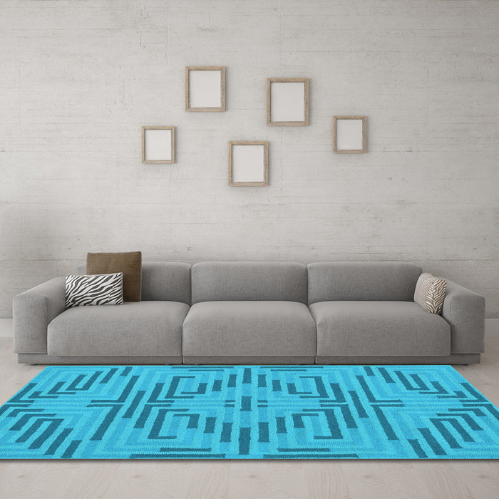 Machine Washable Abstract Light Blue Contemporary Rug in a Living Room, wshcon2279lblu