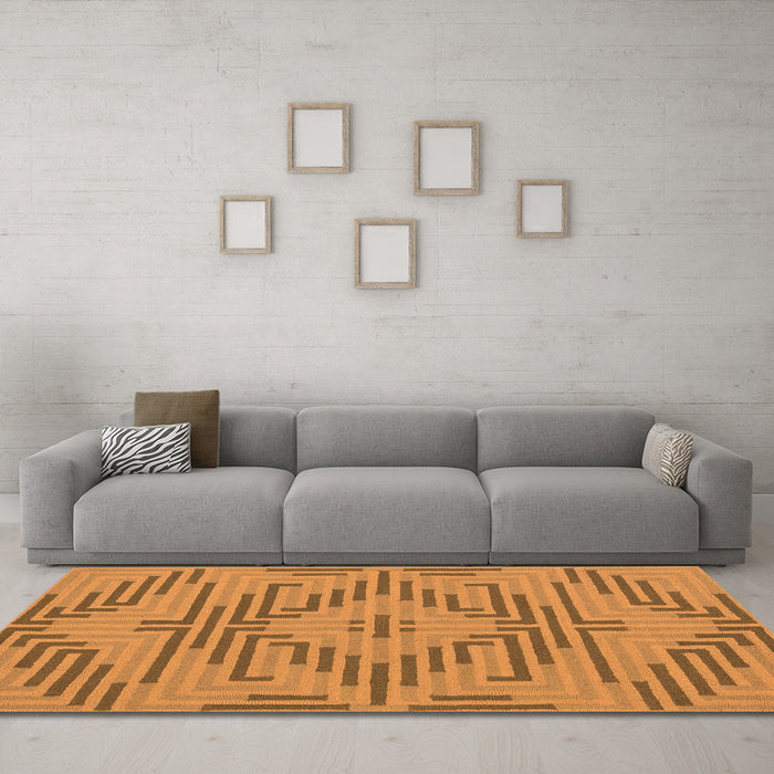 Machine Washable Abstract Orange Contemporary Area Rugs in a Living Room, wshcon2279org