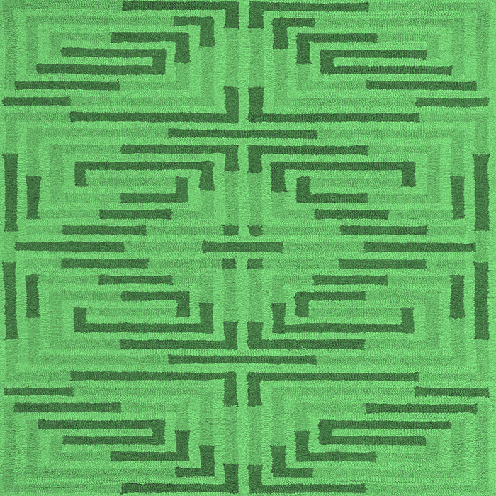 Square Abstract Emerald Green Contemporary Rug, con2279emgrn