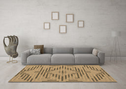 Machine Washable Abstract Brown Contemporary Rug in a Living Room,, wshcon2279brn