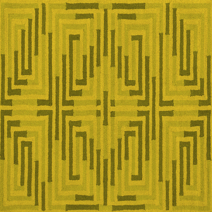 Square Machine Washable Abstract Yellow Contemporary Rug, wshcon2279yw