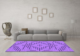Machine Washable Abstract Purple Contemporary Area Rugs in a Living Room, wshcon2279pur