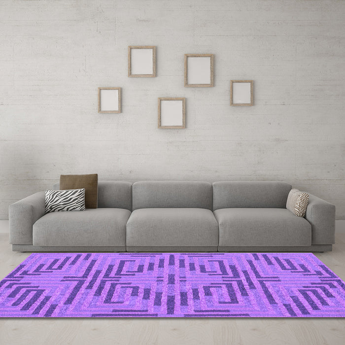 Machine Washable Abstract Purple Contemporary Area Rugs in a Living Room, wshcon2279pur