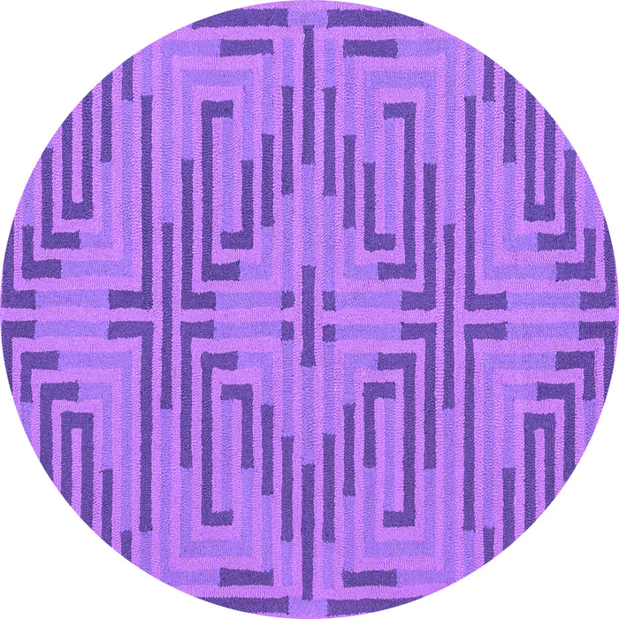 Round Abstract Purple Contemporary Rug, con2279pur