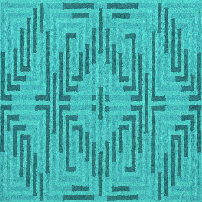 Square Abstract Turquoise Contemporary Rug, con2279turq