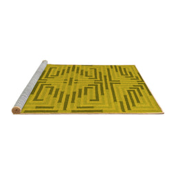 Sideview of Machine Washable Abstract Yellow Contemporary Rug, wshcon2279yw