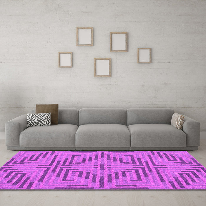 Machine Washable Abstract Pink Contemporary Rug in a Living Room, wshcon2279pnk