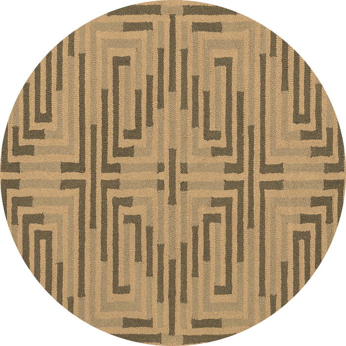 Round Machine Washable Abstract Brown Contemporary Rug, wshcon2279brn